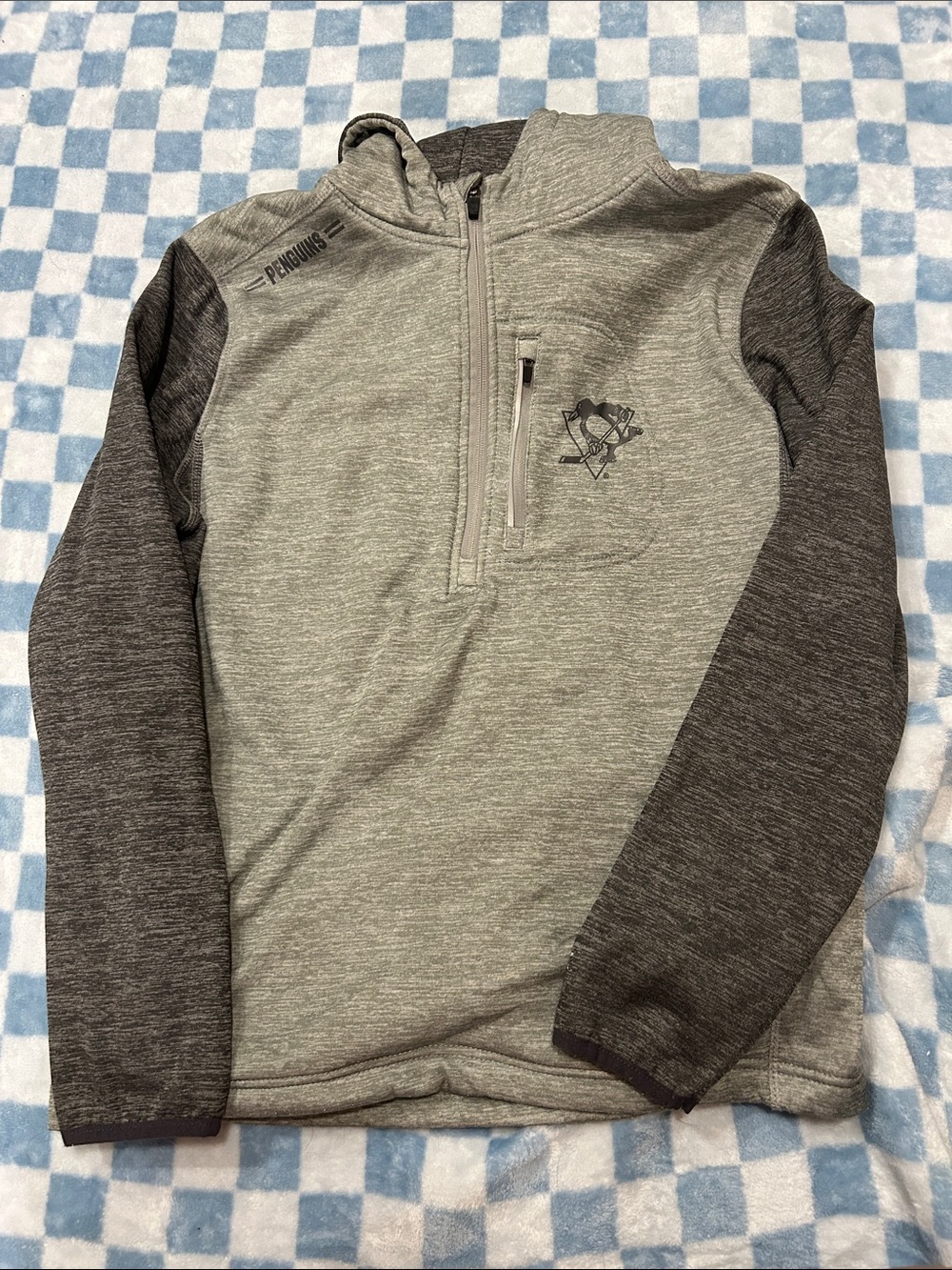 Pittsburgh Penguins Two-Tone Gray Quarter-Zip Quarter Zip Pullover